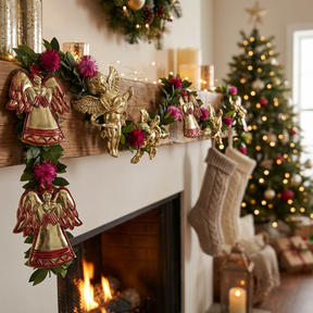 Christmas Decorative Garland with Angels & Floral Accents