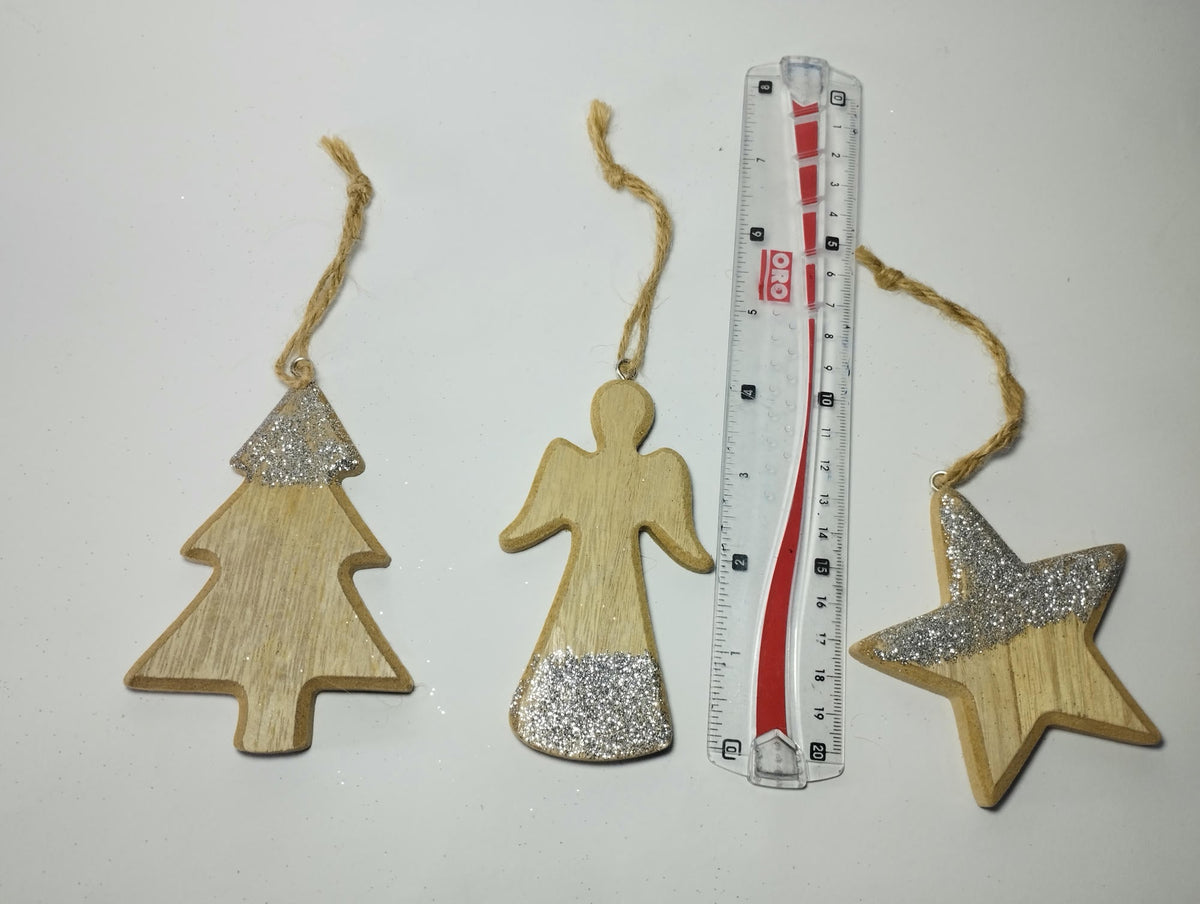 Wooden Hanging Christmas Ornaments – Set of 3