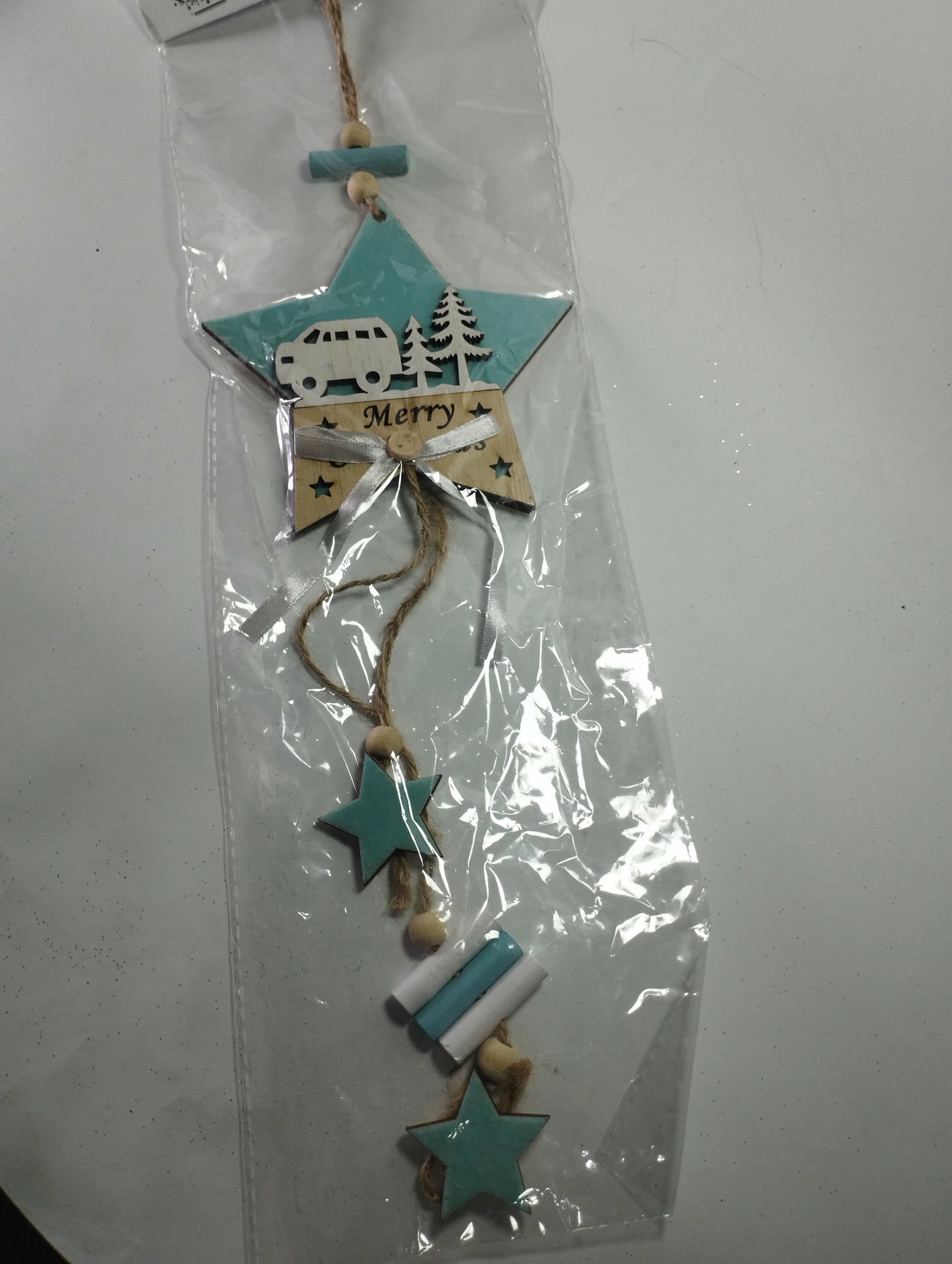 Wooden Christmas Hanging Decoration – Blue Theme