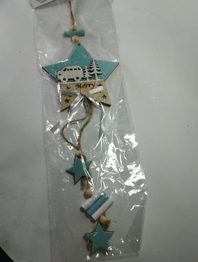 Wooden Christmas Hanging Decoration – Blue Theme