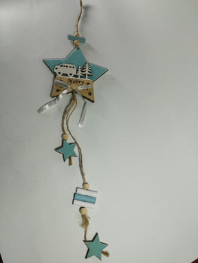 Wooden Christmas Hanging Decoration – Blue Theme