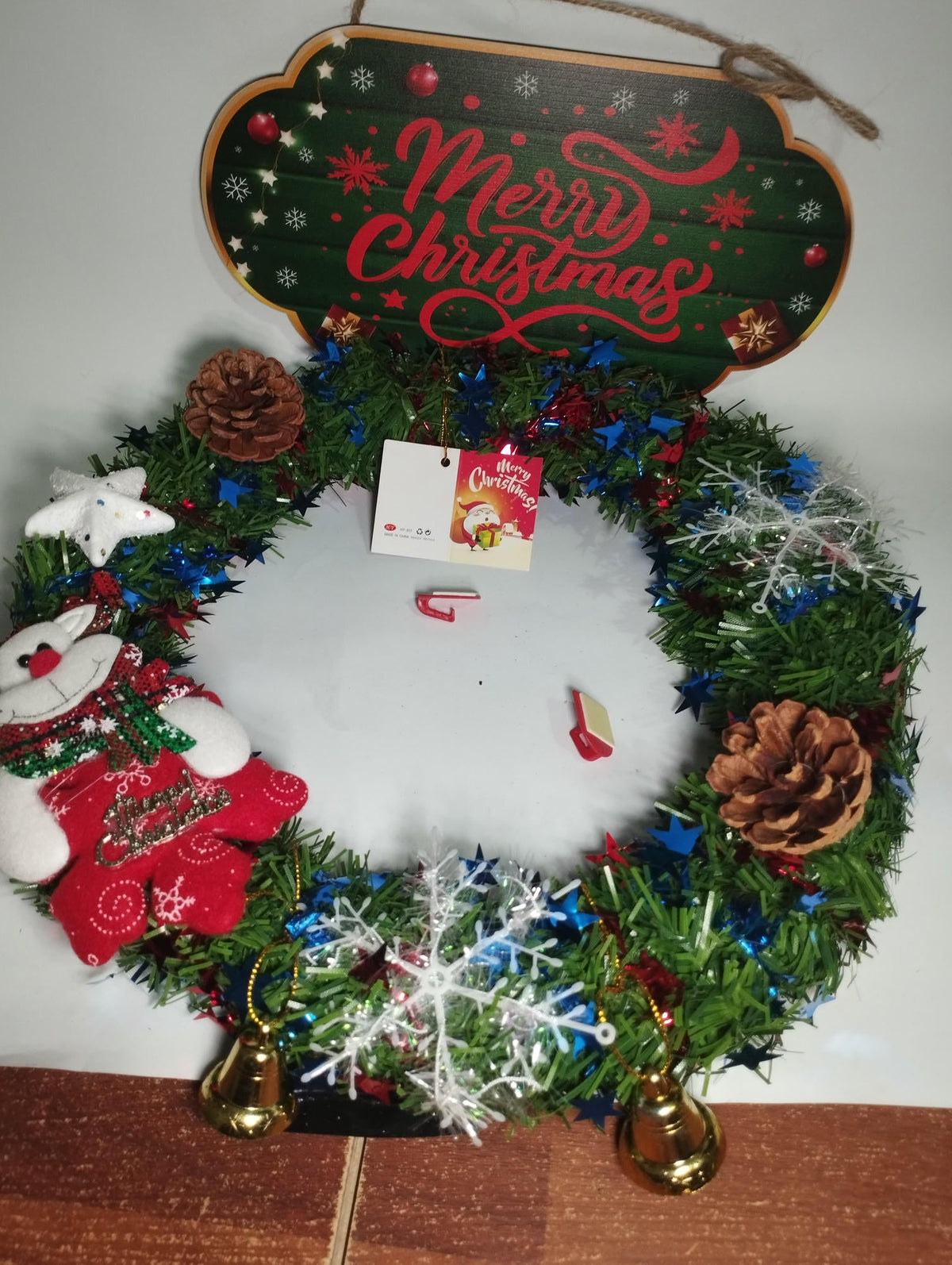 Christmas Wreath with Snowman &amp; Ornaments