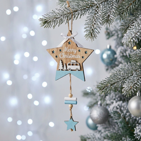 Wooden Christmas Hanging Decoration – Blue Theme