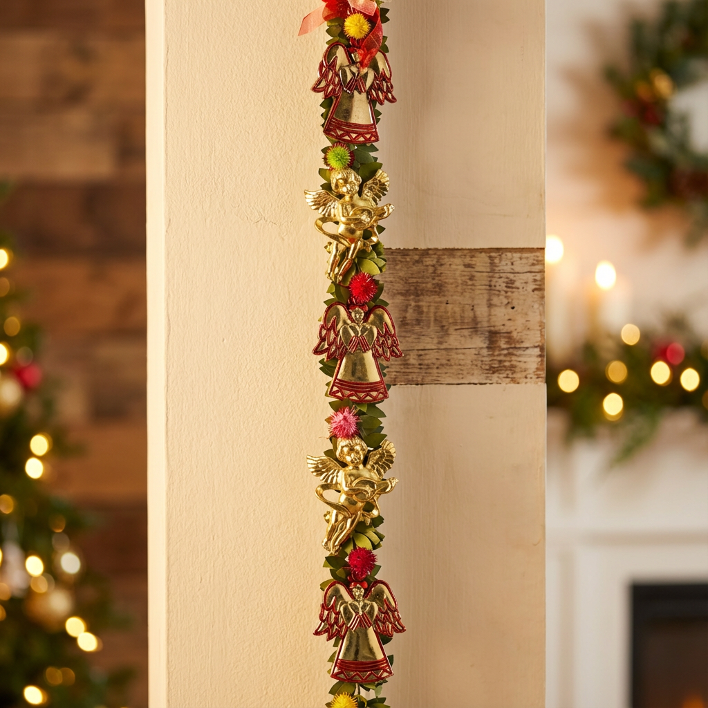 Christmas Decorative Garland with Angels & Floral Accents