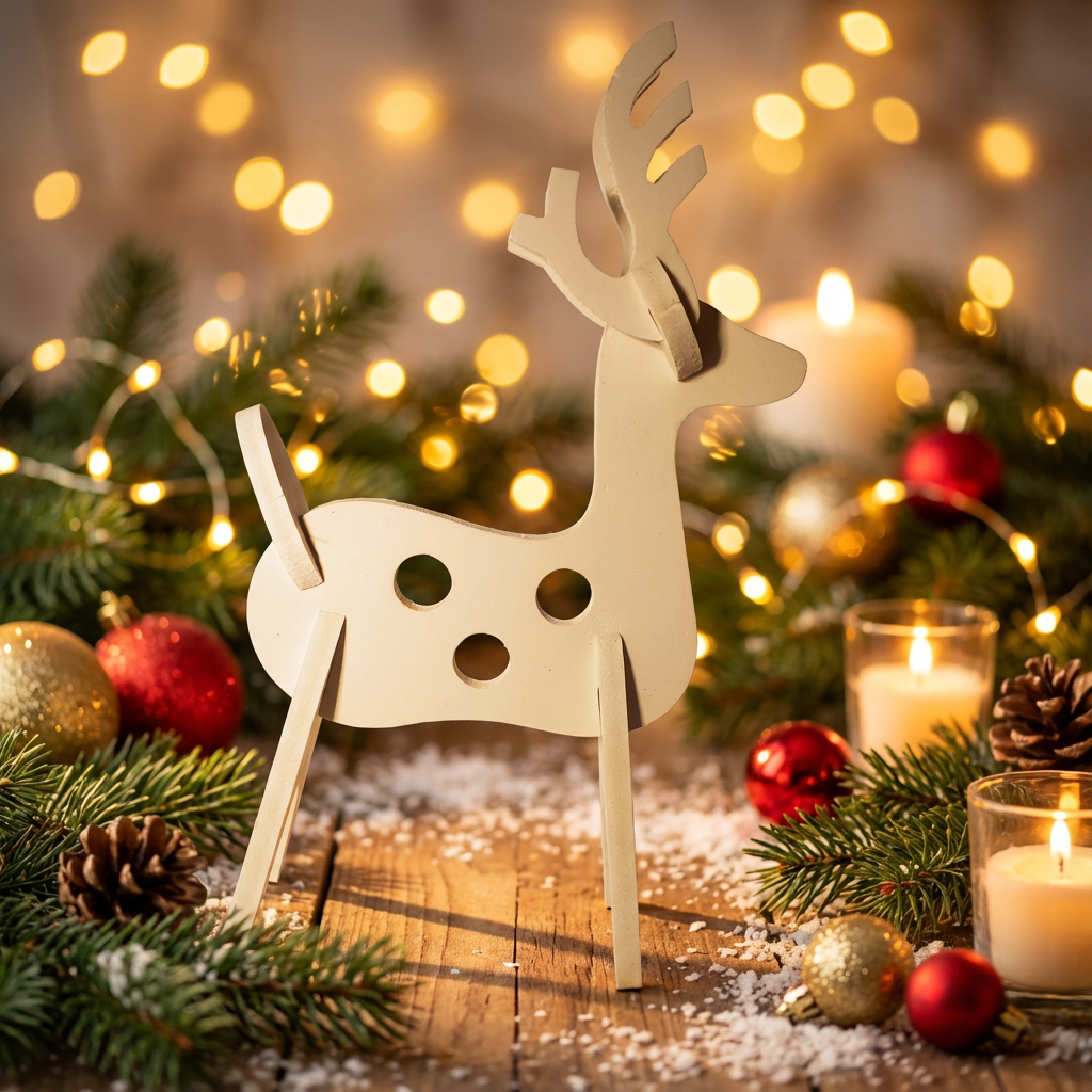 White 3D Reindeer Tabletop Decoration